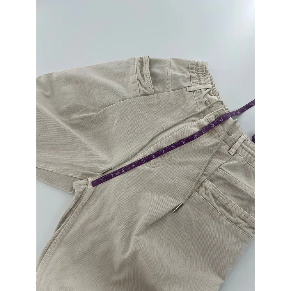 Songzio Homme Beige Pleated Balloon Pants Men 44 Tapered Denim unique streetwear